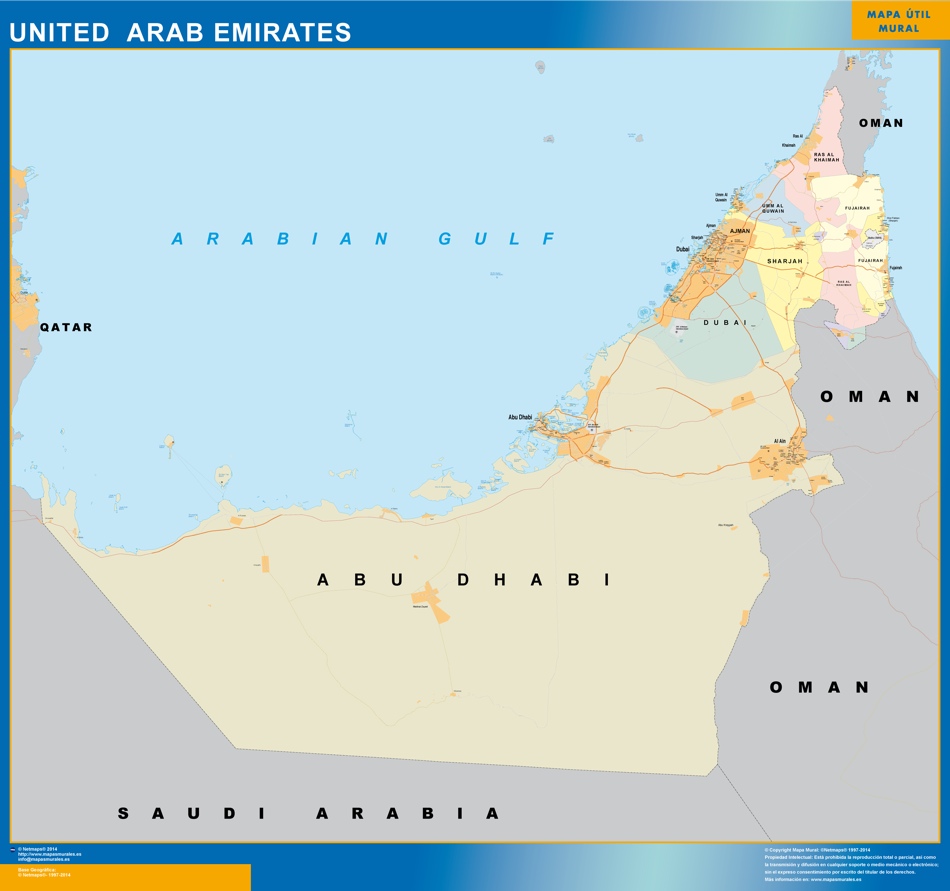 Mapa Emiratos Arabes Unidos gigante. Mapas grandes para Chile y América