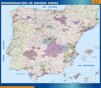 Mapa Espana Denominacion Origen Vino gigante. Mapas grandes para Chile y América
