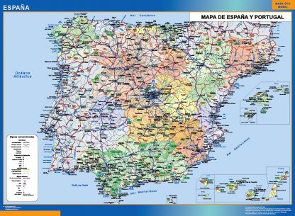 Mapa España simple gigante. Mapas grandes para Chile y América