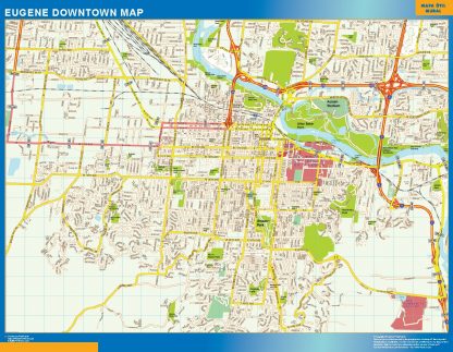 Mapa Eugene downtown gigante. Mapas grandes para Chile y América