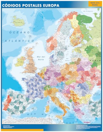 Mapa Europa Codigos Postales gigante. Mapas grandes para Chile y América