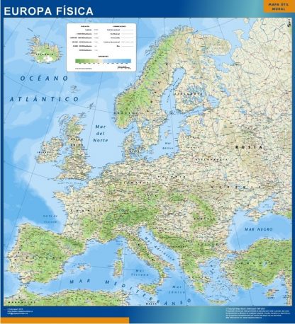 Mapa Europa Fisico gigante. Mapas grandes para Chile y América