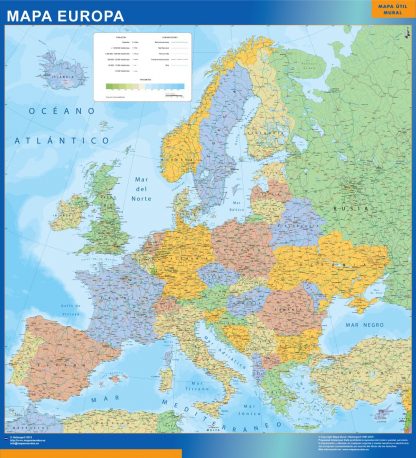 Mapa Europa Politico gigante. Mapas grandes para Chile y América
