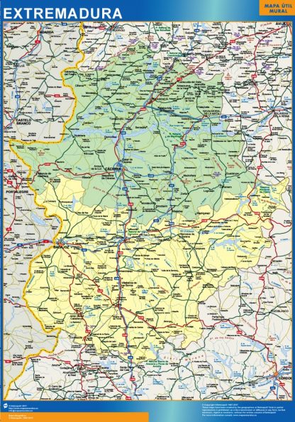 Mapa Extremadura provincias gigante. Mapas grandes para Chile y América