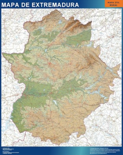 Mapa Extremadura relieve gigante. Mapas grandes para Chile y América