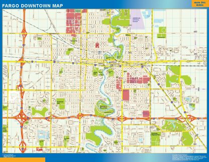 Mapa Fargo downtown gigante. Mapas grandes para Chile y América