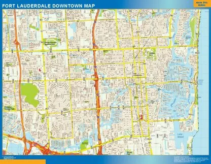Mapa Fort Lauderdale downtown gigante. Mapas grandes para Chile y América