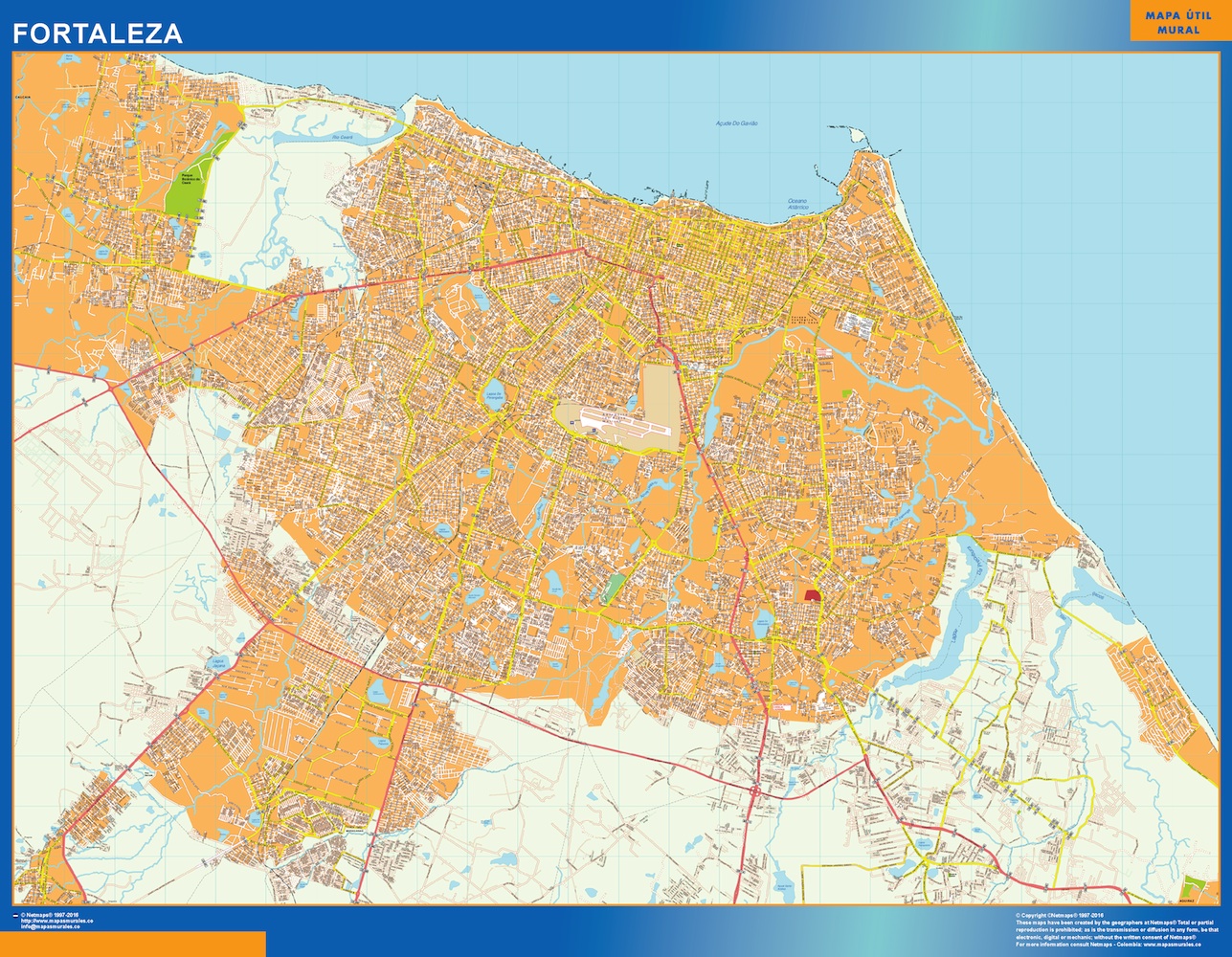 Mapa Fortaleza Brasil gigante. Mapas grandes para Chile y América