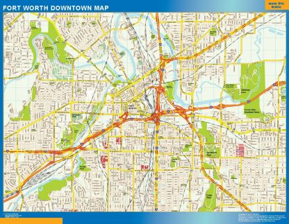 Mapa Forth Worth downtown gigante. Mapas grandes para Chile y América