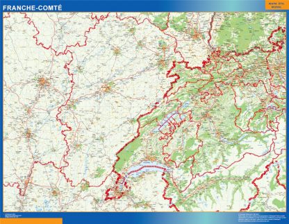 Mapa Franche Comte en Francia gigante. Mapas grandes para Chile y América