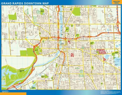 Mapa Grand Rapids downtown gigante. Mapas grandes para Chile y América