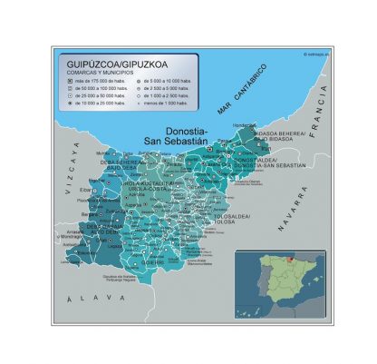 Mapa Guipuzcoa por municipios gigante. Mapas grandes para Chile y América