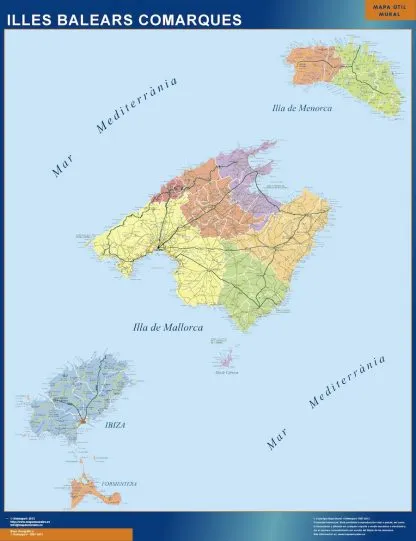 Mapa Islas Baleares gigante. Mapas grandes para Chile y América