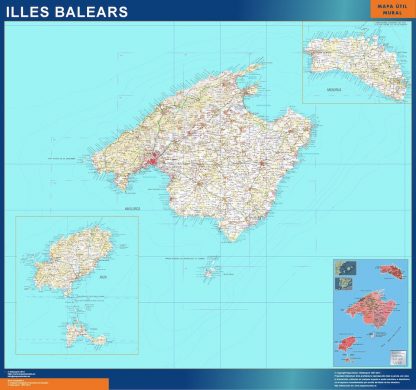 Mapa Islas Baleares topográfico gigante. Mapas grandes para Chile y América