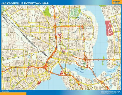 Mapa Jacksonville downtown gigante. Mapas grandes para Chile y América