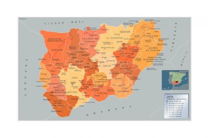 Mapa Jaen por municipios gigante. Mapas grandes para Chile y América