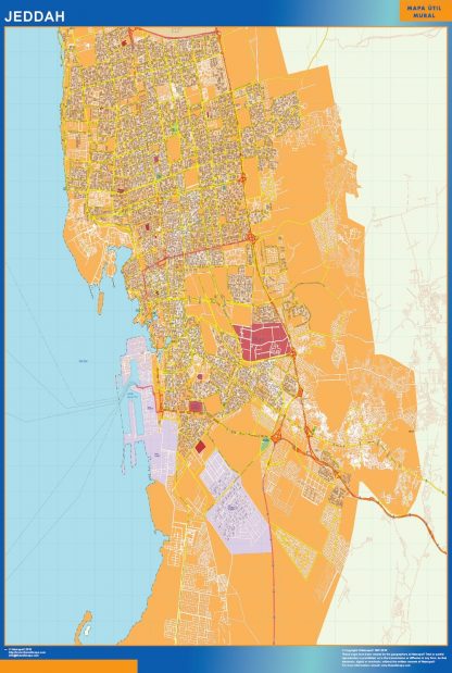 Mapa Jeddah en Arabia Saudita gigante. Mapas grandes para Chile y América