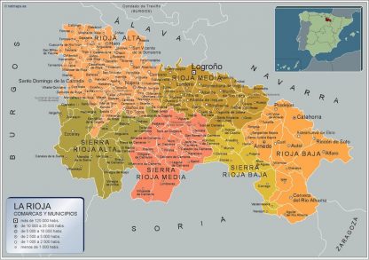 Mapa La Rioja por municipios gigante. Mapas grandes para Chile y América