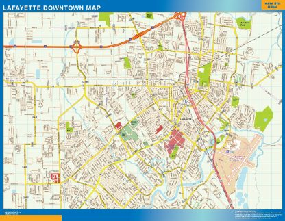 Mapa Lafayette downtown gigante. Mapas grandes para Chile y América