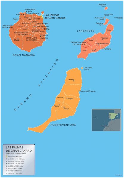 Mapa Las Palmas Gran Canaria por municipios gigante. Mapas grandes para Chile y América
