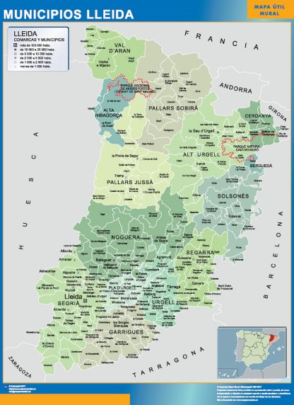 Mapa Lerida por municipios gigante. Mapas grandes para Chile y América