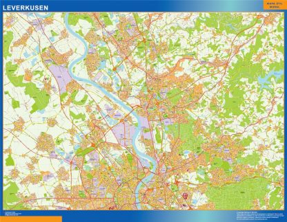Mapa Leverkusen en Alemania gigante. Mapas grandes para Chile y América