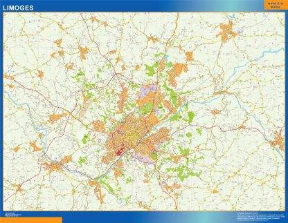 Mapa Limoges en Francia gigante. Mapas grandes para Chile y América
