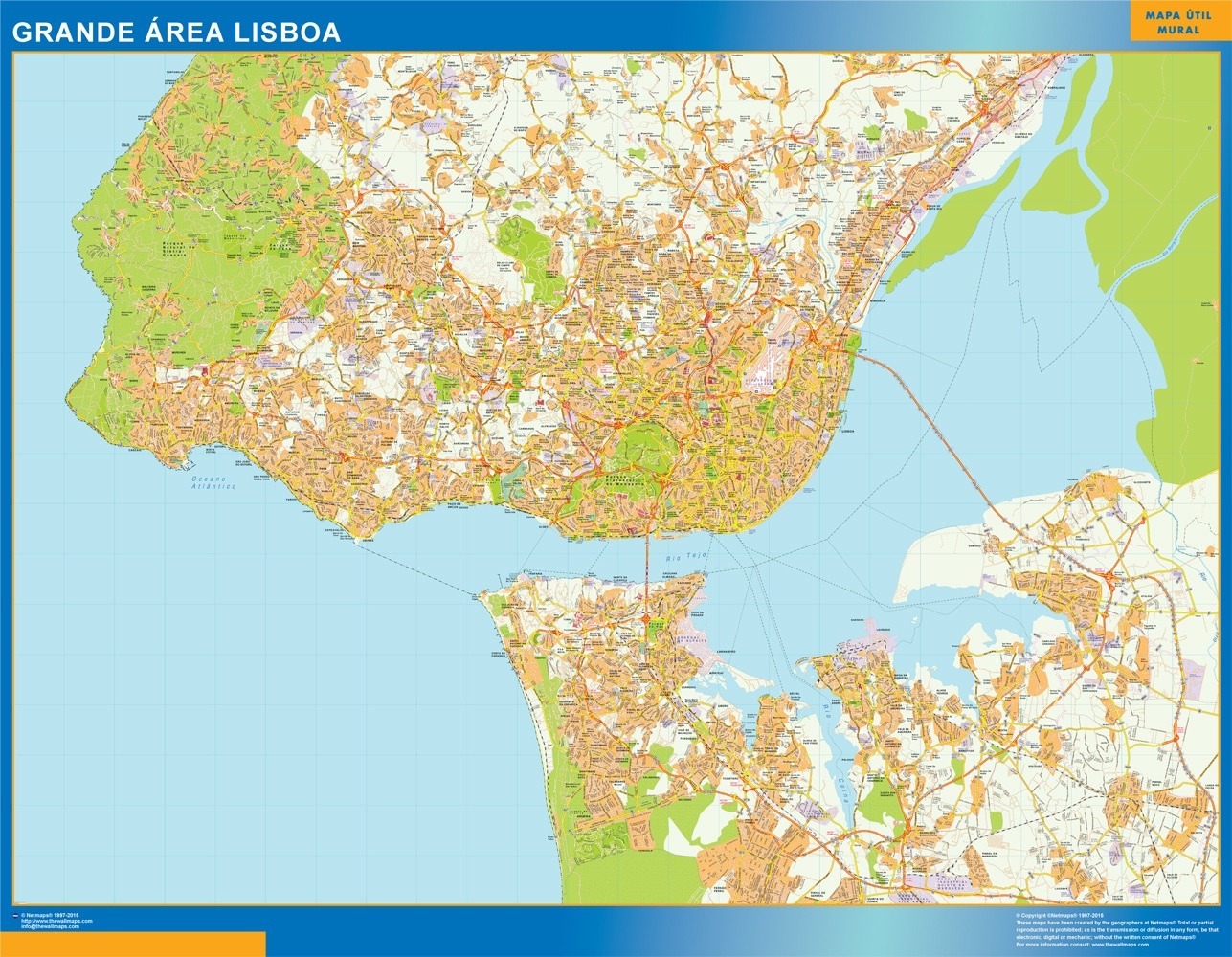 Mapa Lisboa Grande Area en Portugal gigante. Mapas grandes para Chile y América