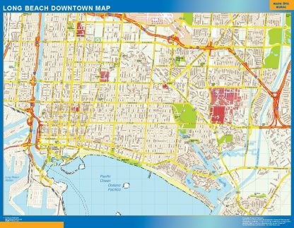 Mapa Long Beach downtown gigante. Mapas grandes para Chile y América