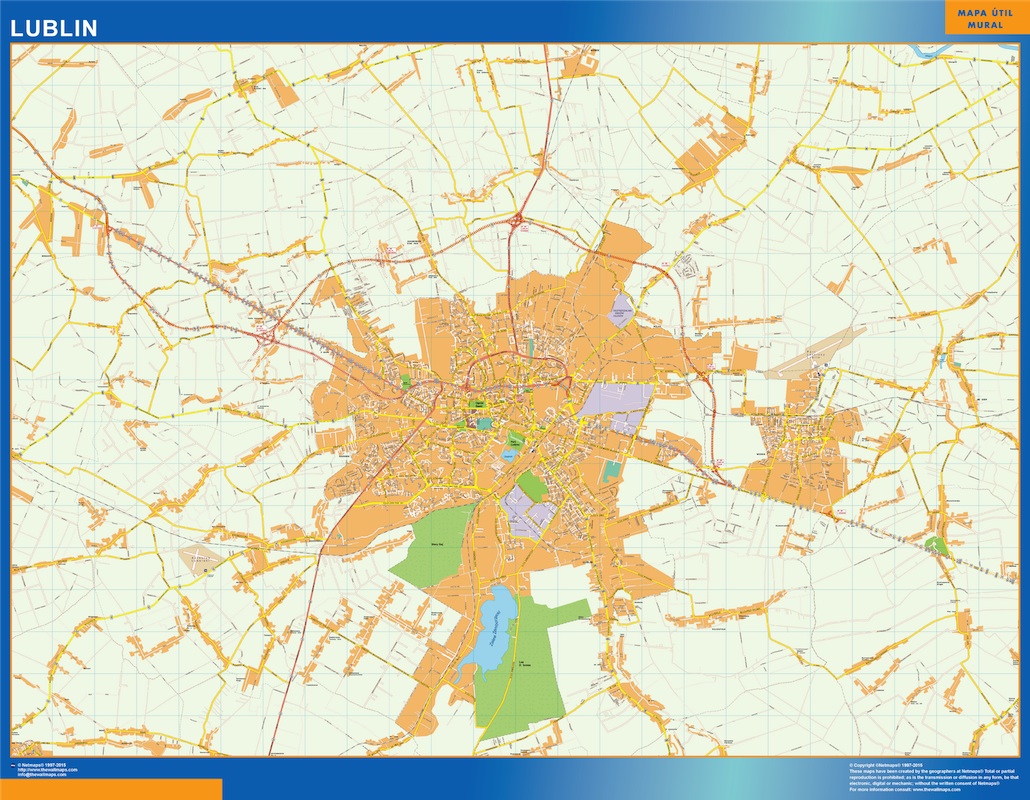 Mapa Lublin Polonia gigante. Mapas grandes para Chile y América