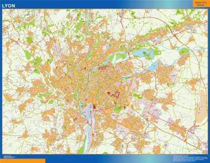 Mapa Lyon en Francia gigante. Mapas grandes para Chile y América