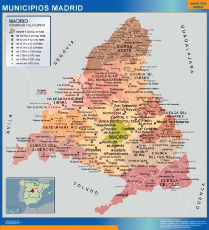 Mapa Madrid por municipios gigante. Mapas grandes para Chile y América