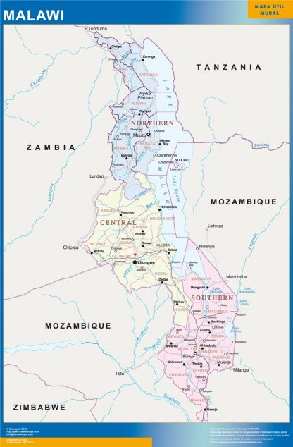 Mapa Malawi gigante. Mapas grandes para Chile y América