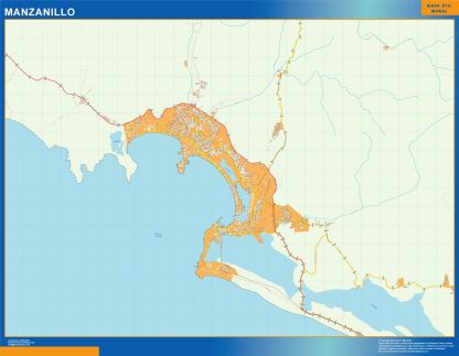 Mapa Manzanillo en Mexico gigante. Mapas grandes para Chile y América