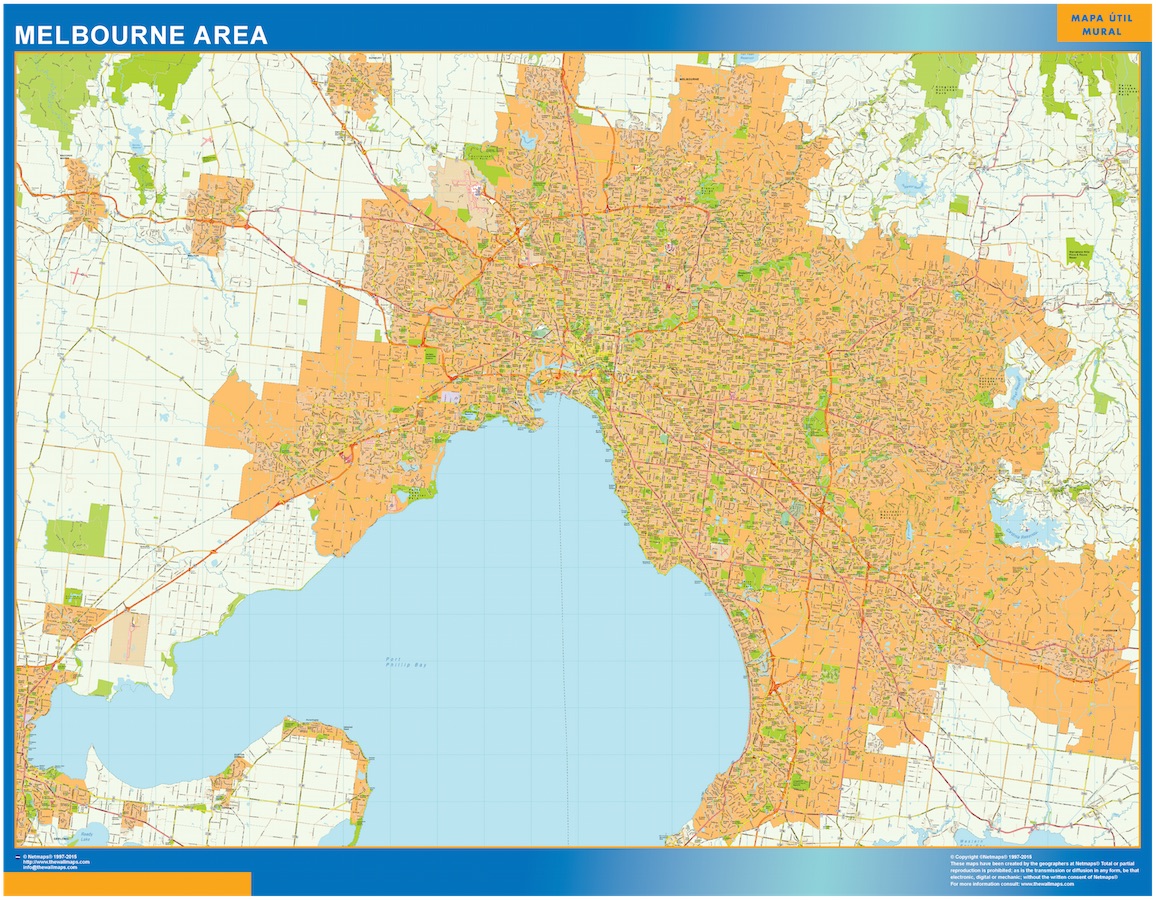 Mapa Melbourne Area Australia gigante. Mapas grandes para Chile y América