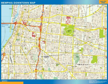 Mapa Memphis downtown gigante. Mapas grandes para Chile y América