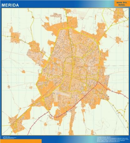 Mapa Merida Centro en Mexico gigante. Mapas grandes para Chile y América