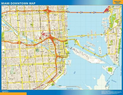 Mapa Miami downtown gigante. Mapas grandes para Chile y América