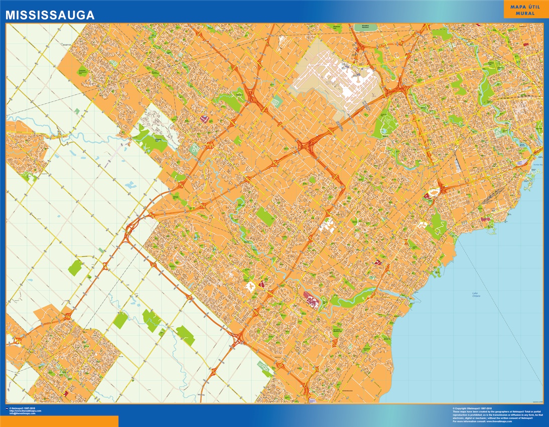 Mapa Mississauga en Canada gigante. Mapas grandes para Chile y América