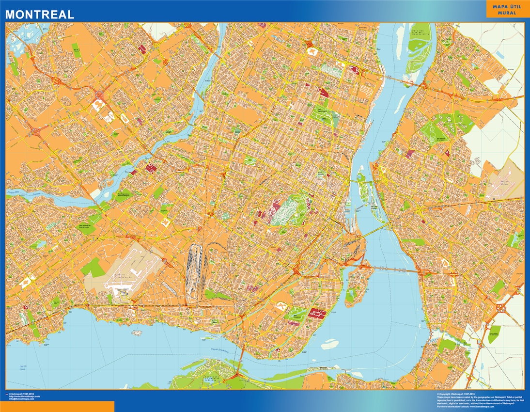 Mapa Montreal en Canada gigante. Mapas grandes para Chile y América