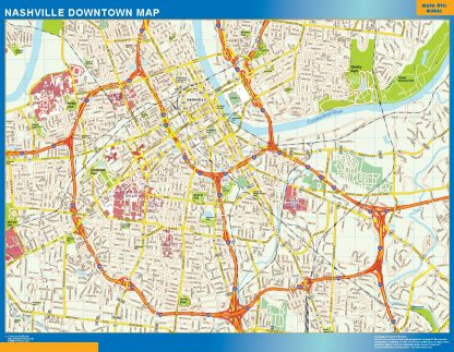 Mapa Nashville downtown gigante. Mapas grandes para Chile y América