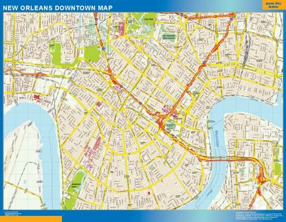 Mapa New Orleans downtown gigante. Mapas grandes para Chile y América