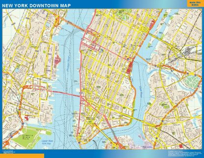 Mapa Nueva York downtown gigante. Mapas grandes para Chile y América