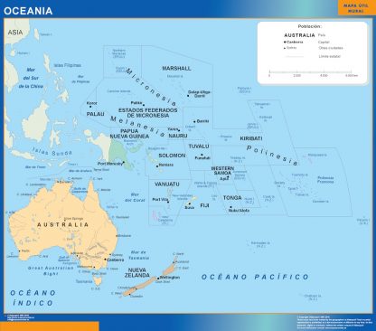 Mapa Oceania gigante. Mapas grandes para Chile y América