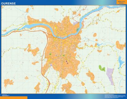 Mapa Ourense callejero gigante. Mapas grandes para Chile y América