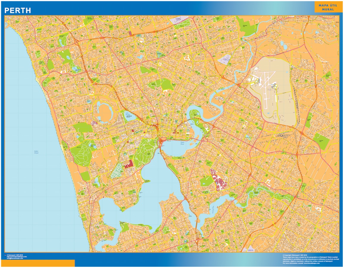 Mapa Perth Australia gigante. Mapas grandes para Chile y América