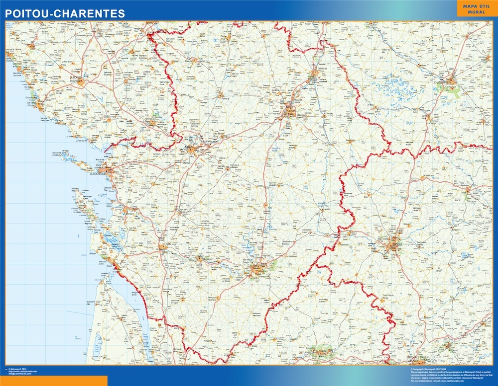 Mapa Poitou Charentes en Francia gigante. Mapas grandes para Chile y América