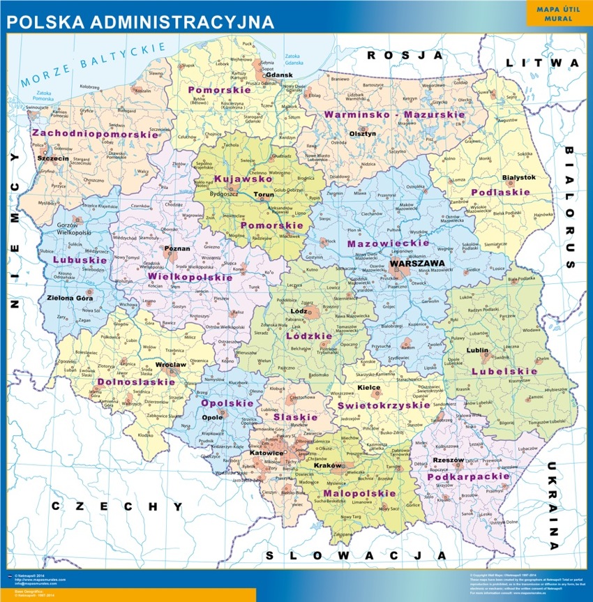 Mapa Polonia gigante. Mapas grandes para Chile y América