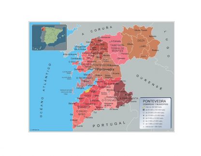 Mapa Pontevedra por municipios gigante. Mapas grandes para Chile y América