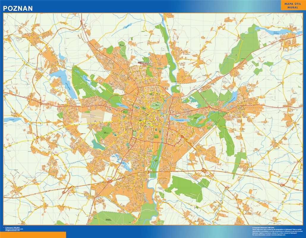 Mapa Poznan Polonia gigante. Mapas grandes para Chile y América